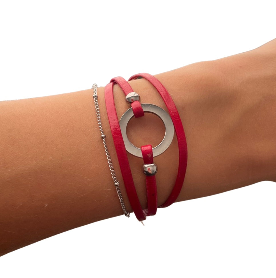 Lara bracelet with red chain - Créart