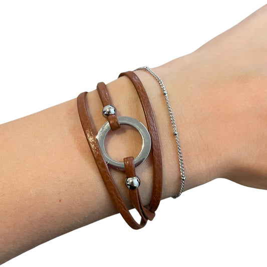Bracelet Lara avec chaîne cognac - Créart