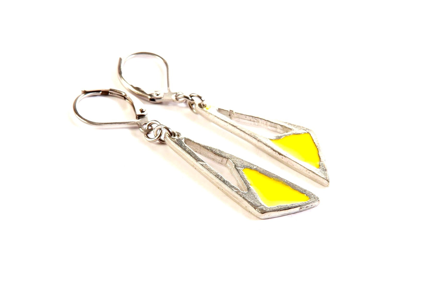 Suspendues à l'oreille Triangle Double Naturel - Rouge Bijoux