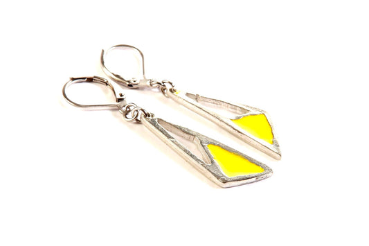 Suspendues à l'oreille Triangle Double Naturel - Rouge Bijoux