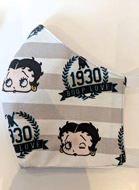 White &amp; Grey Striped Betty Boop