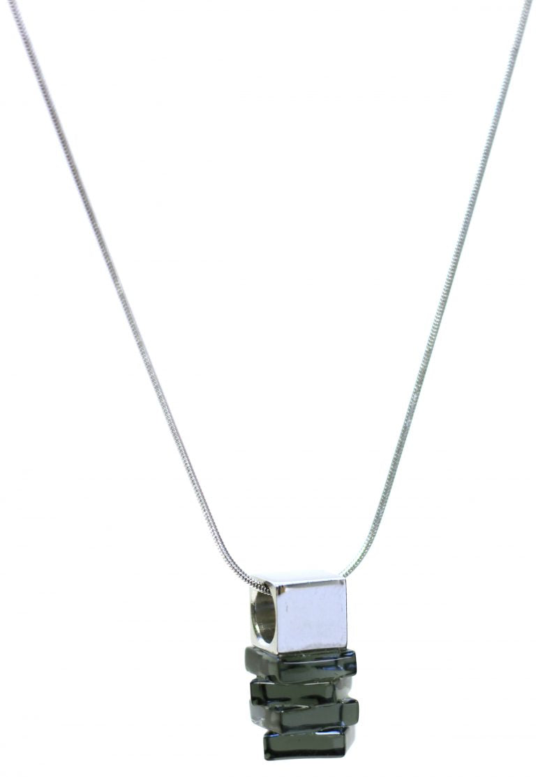 Nordic cube charcoal pendant necklace - Créart 