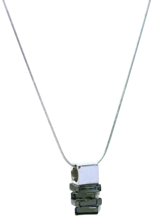 Collier pendentif Nordique cube charcoal - Créart