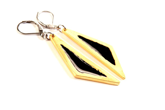 Suspendues à l'oreille Petit Triangle 45mm Or Mat - Rouge Bijoux