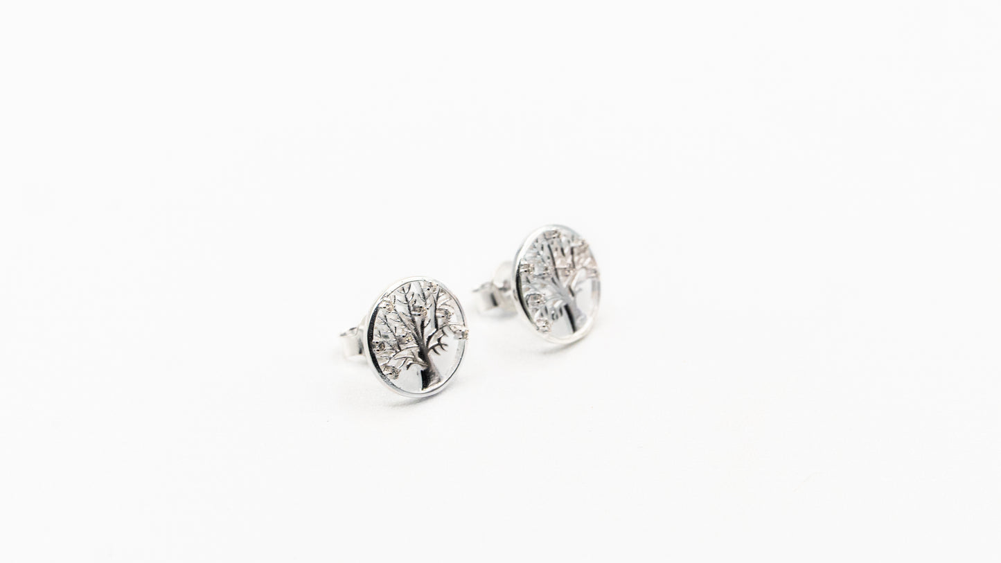 Boucles d'oreilles Arbre de Vie - Rouge Argent 925