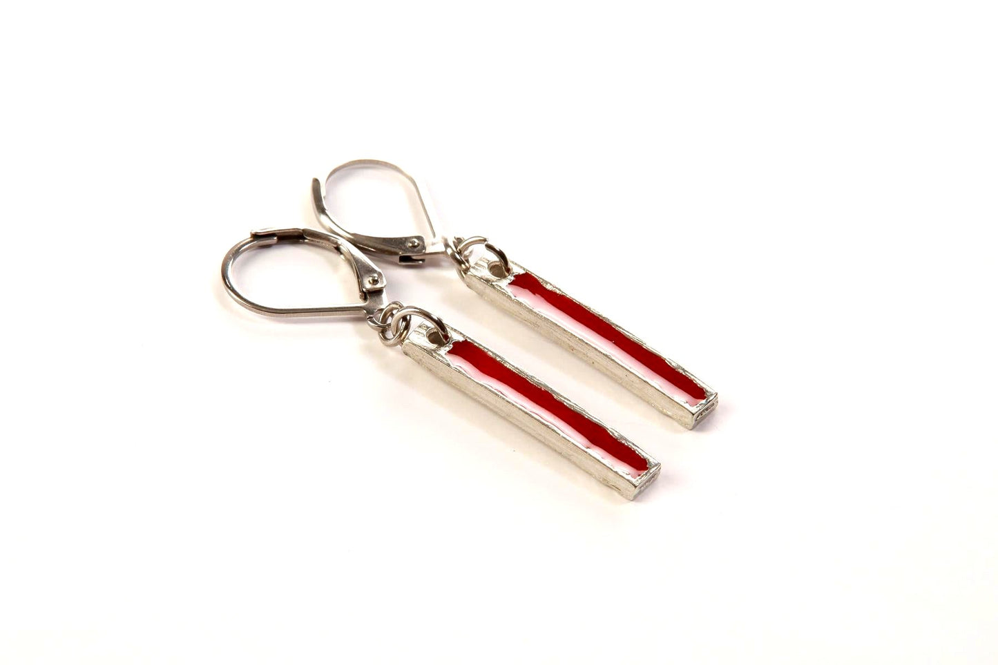 Suspendues à l'oreille Tige Art 24mm Naturel - Rouge Bijoux