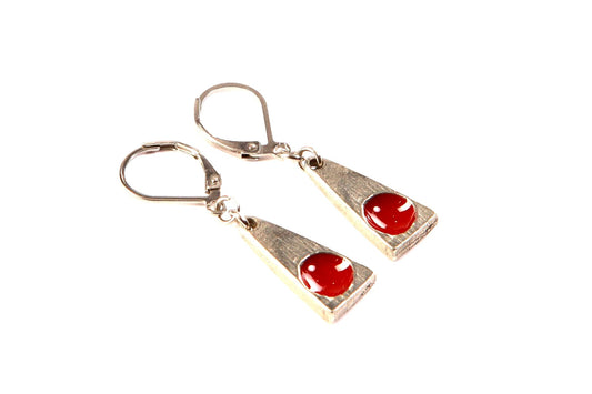 Suspendues à l'oreille Triangle Ronde Naturel - Rouge Bijoux