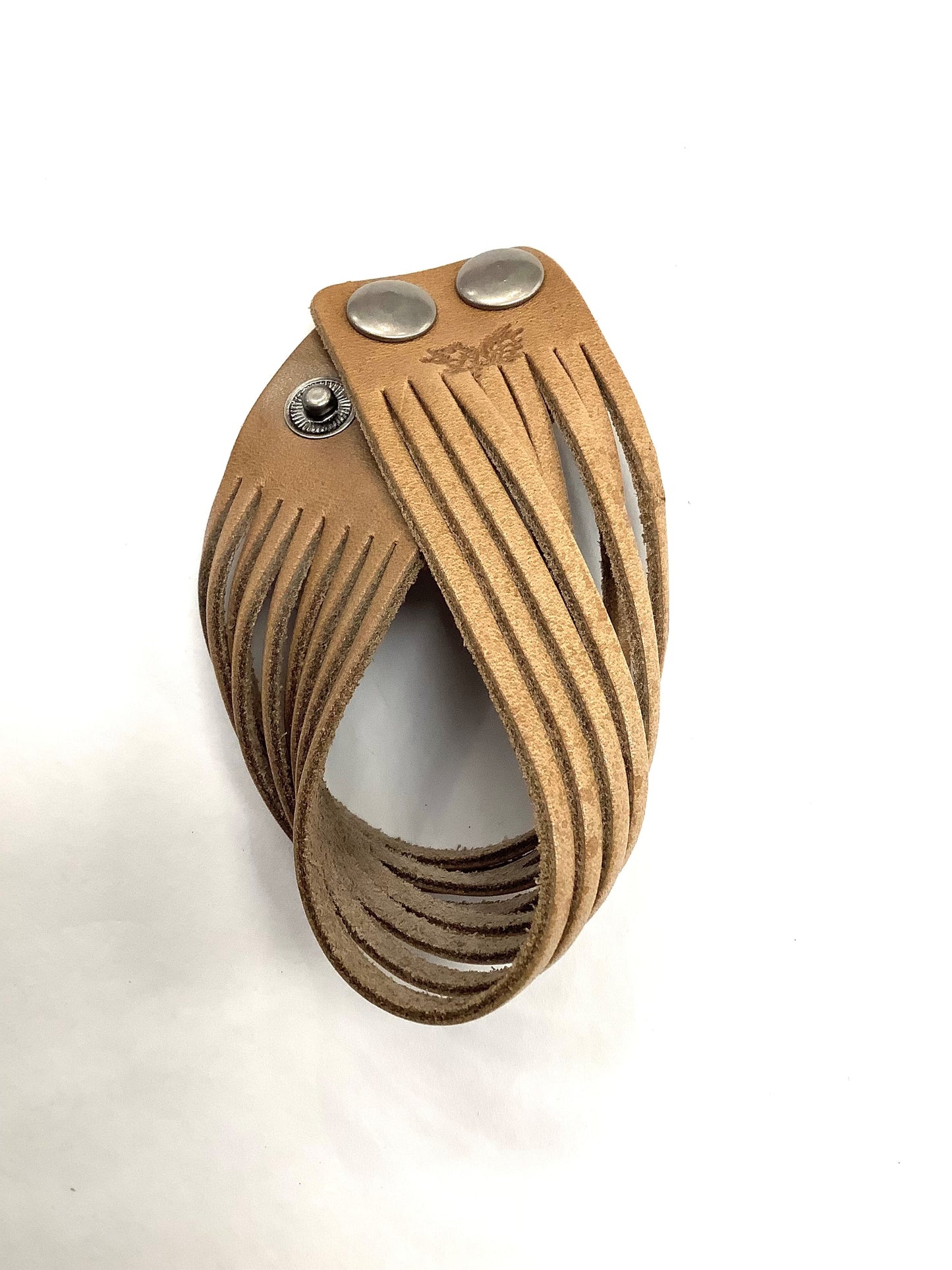 Bracelet cuir brun-beige épais