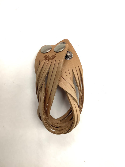 Bracelet cuir tressé beige-brun épais