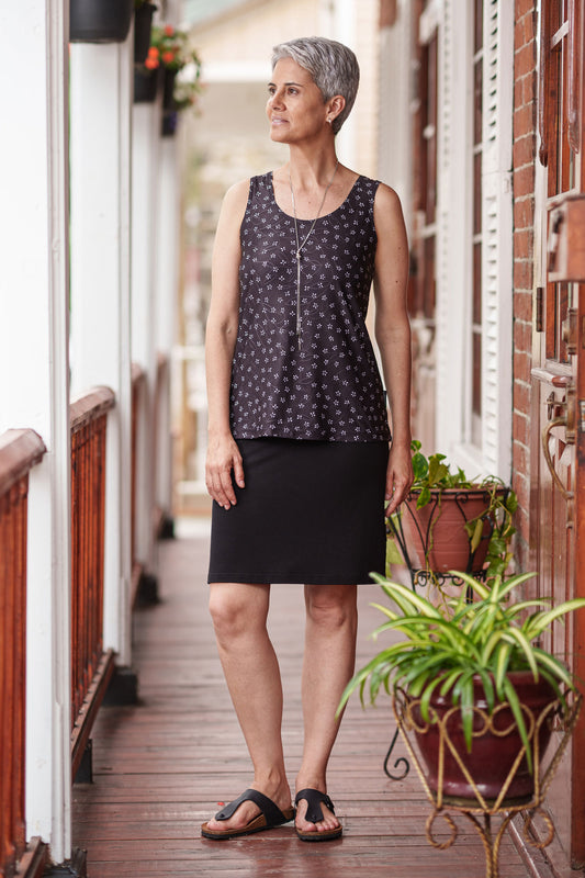 Claire Reversible Camisole - Black Daisies - Nothing Gets Lost