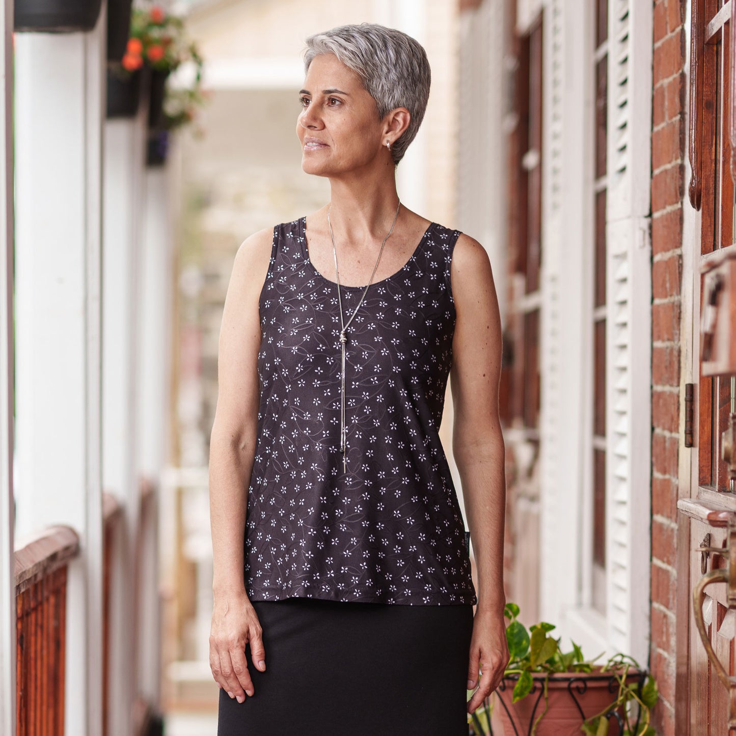 Claire Reversible Camisole - Black Daisies - Nothing Gets Lost