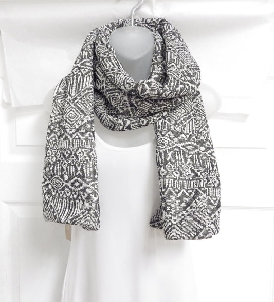 Foulard ouvert Baluchon motif gris/blanc