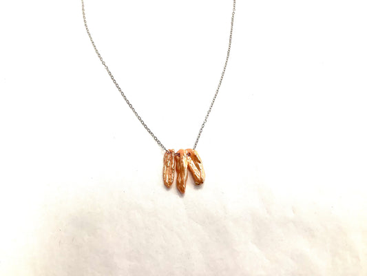 Collier Perle rose - Rouge Inox