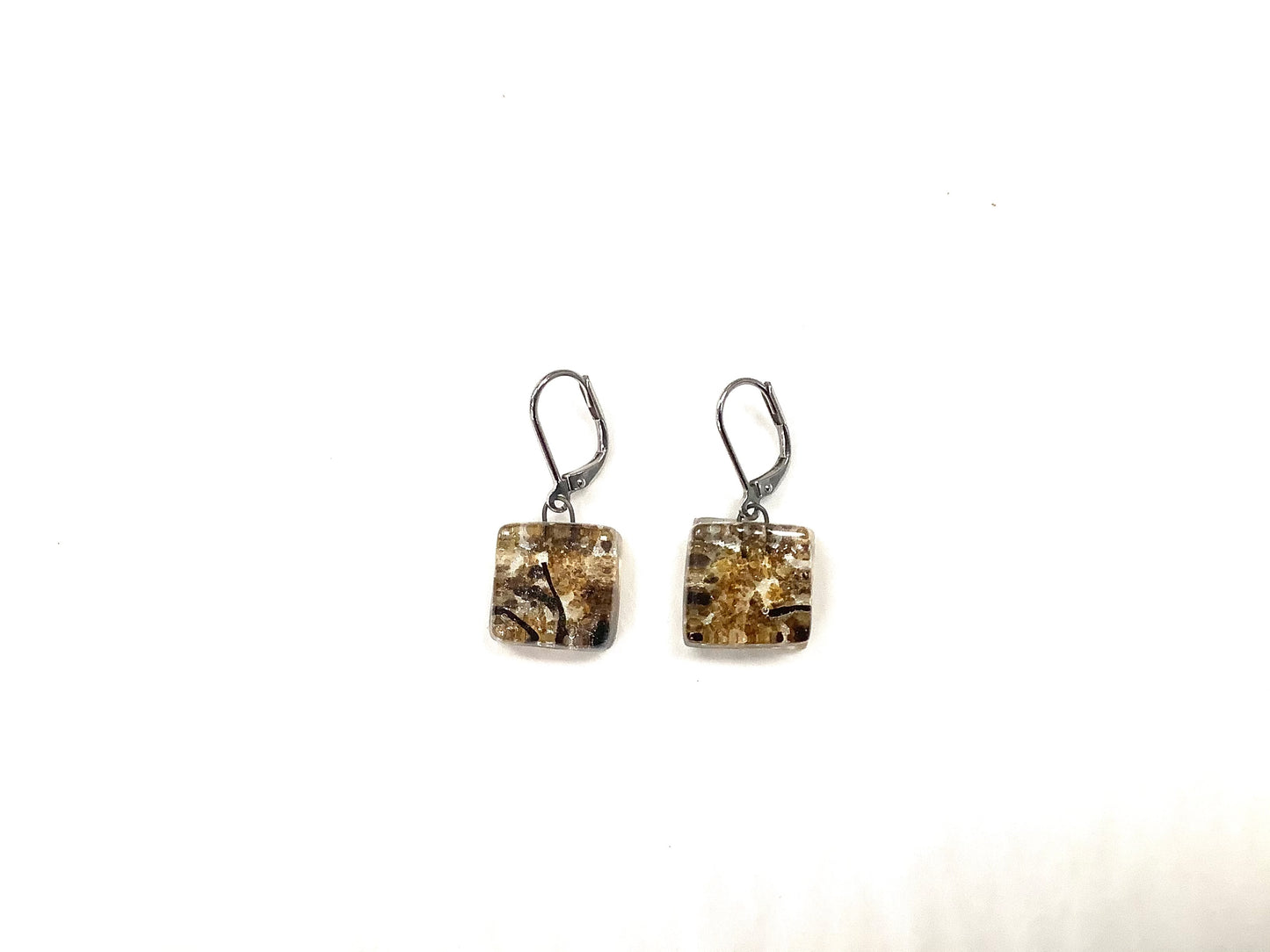 Boucles d'oreille Carré motifs - Créart (plusieurs couleurs disponibles)