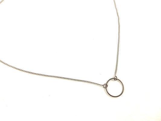 Collier Petit Cercle - Argent - Rouge Inox