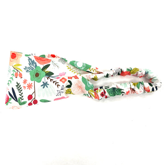 Bandeau Blanc Fleurs Multi - Rouge Canapé