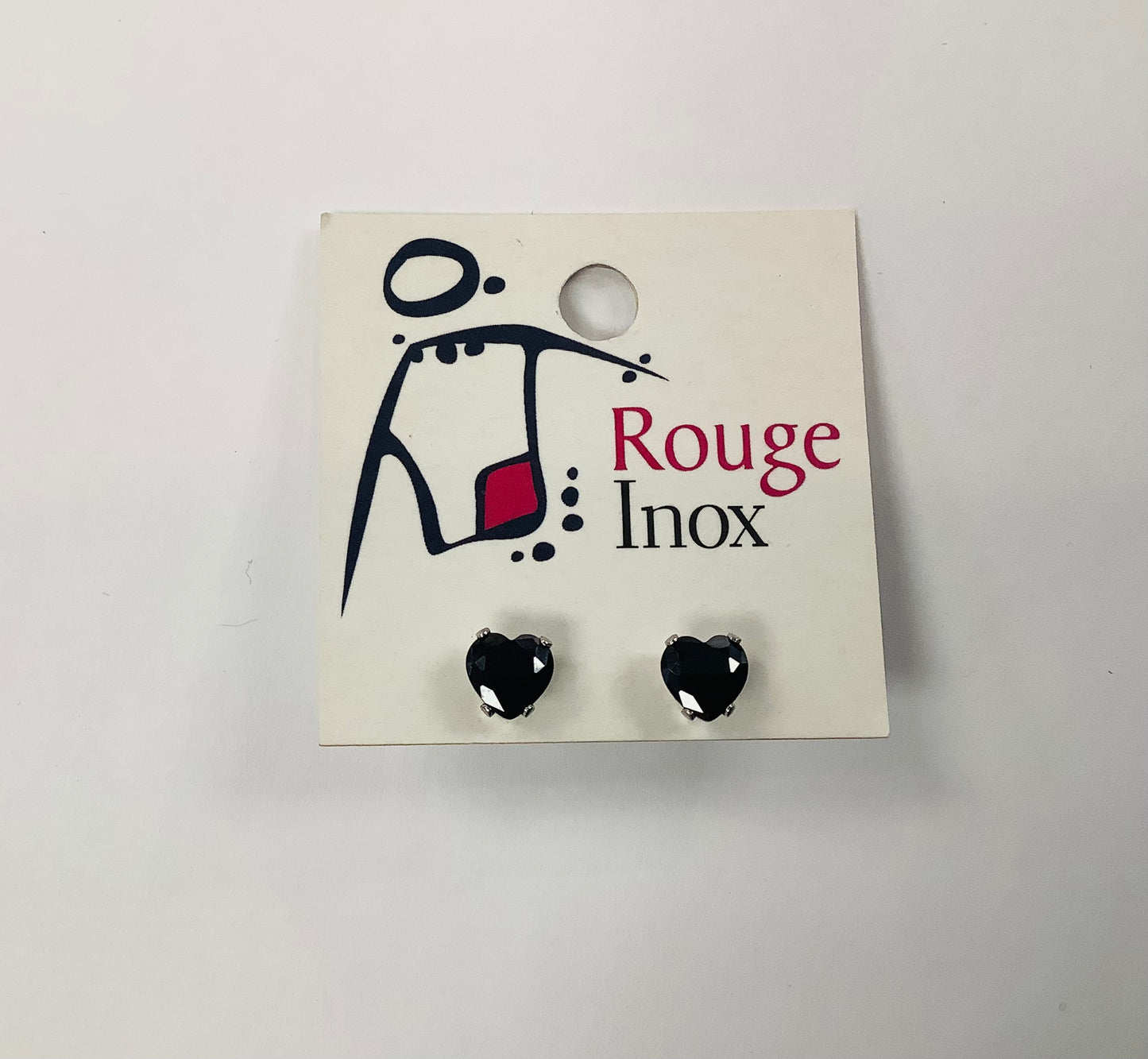 BO zircon coeur noir 5mm- Rouge Inox