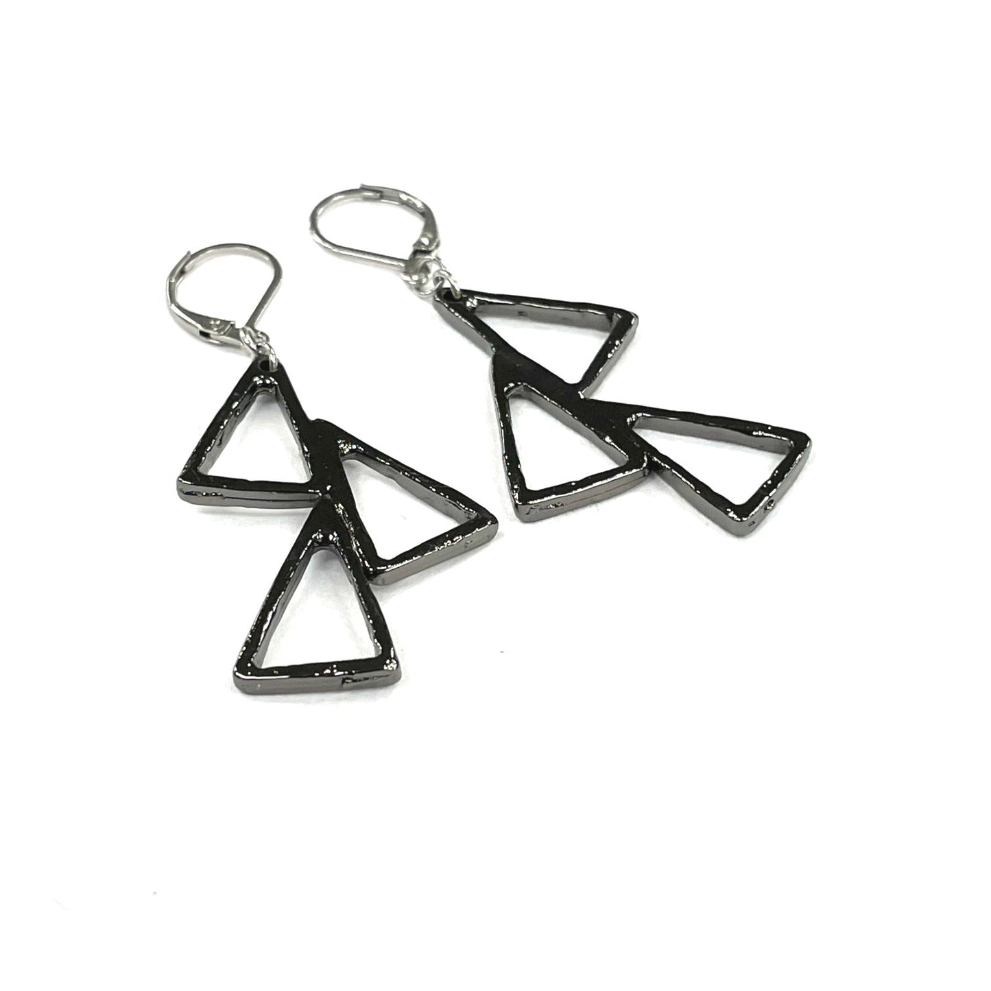 Suspendues à l'oreille Triangles Triple 38mm - Rouge Bijoux