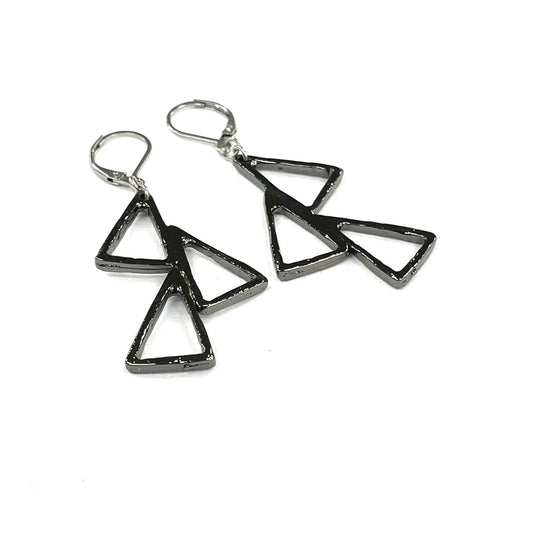 Suspendues à l'oreille Triangles Triple 38mm - Rouge Bijoux