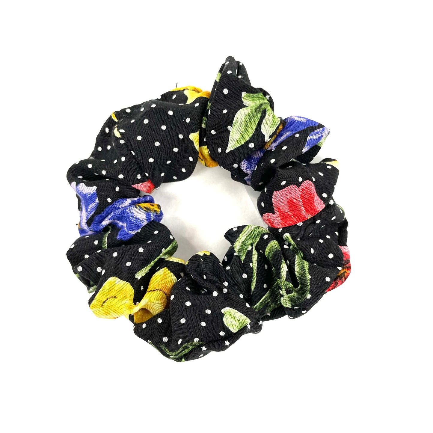 Chouchou Noir Pois Blanc Fleurs- Rouge Canapé