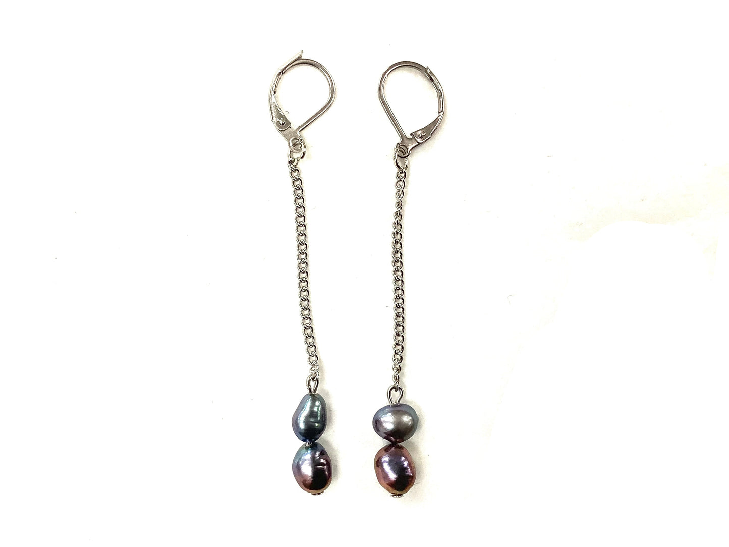 Boucles d'oreilles Perles Suspendues Bleu - Rouge Bijoux