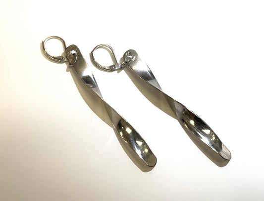 BO longue tige tordue argent - Rouge inox