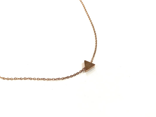 Collier Triangle - Or rose - Rouge Inox