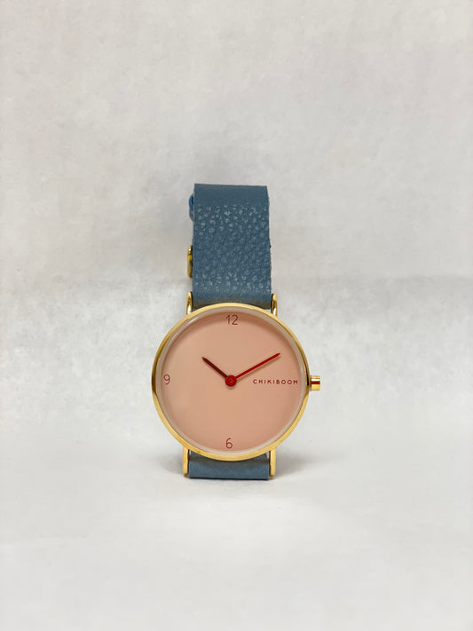 Montre or, rose et bleu Chikiboom