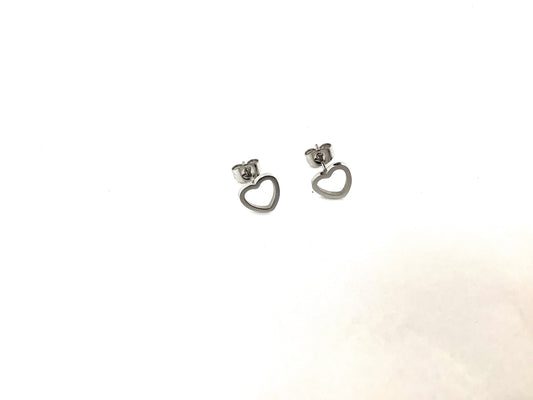 Boucles d’oreilles Coeurs d’argent - Rouge Inox