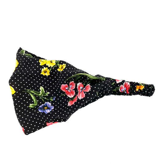 Bandeau Noir Fleurs Multi - Rouge Canapé