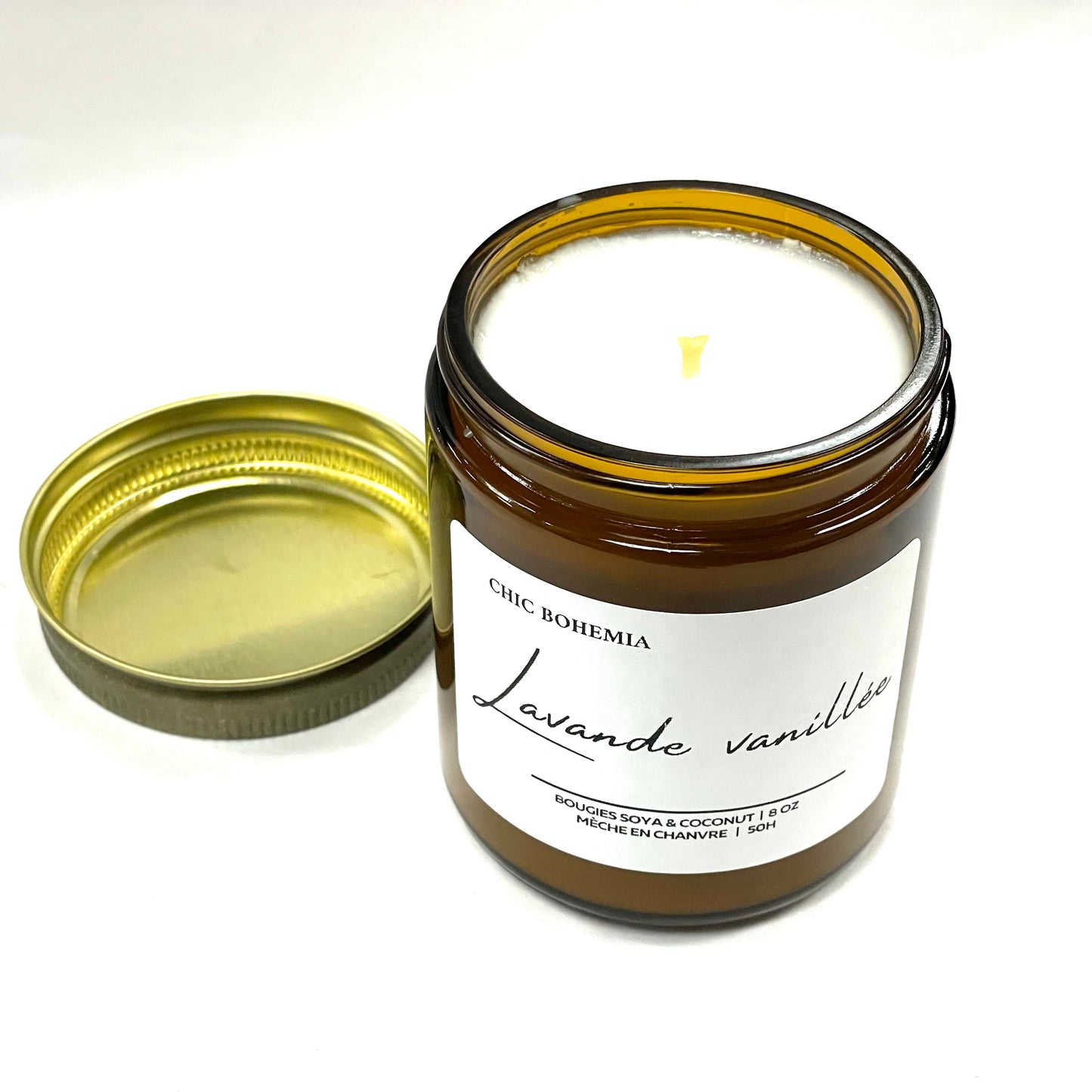 Bougie Lavande Vanille 8 oz - Chic Bohemia