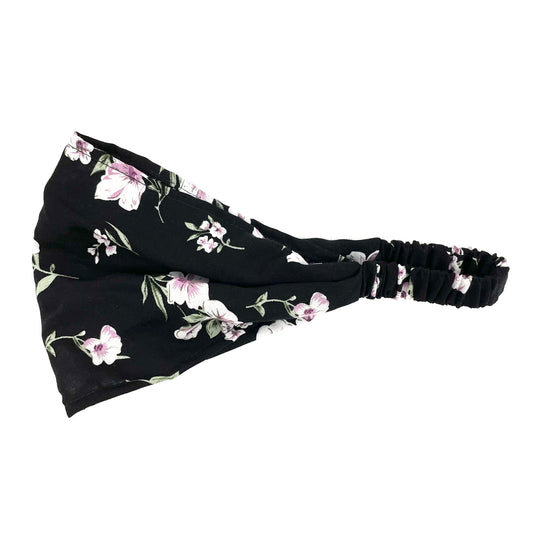 Bandeau Noir Fleurs Rose- Rouge Canapé