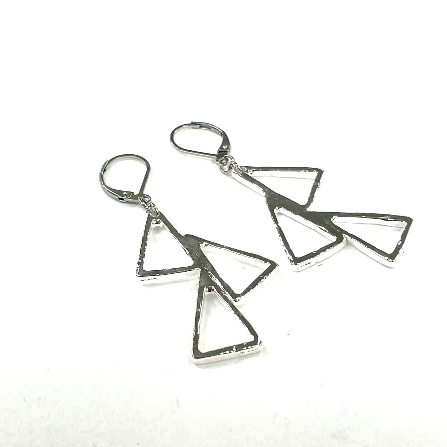 Suspendues à l'oreille Triangles Triple 38mm - Rouge Bijoux