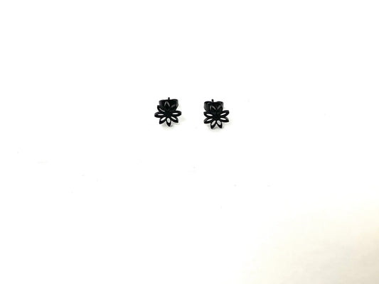 Boucles d’oreilles Fleur étoilée noire - Rouge Inox