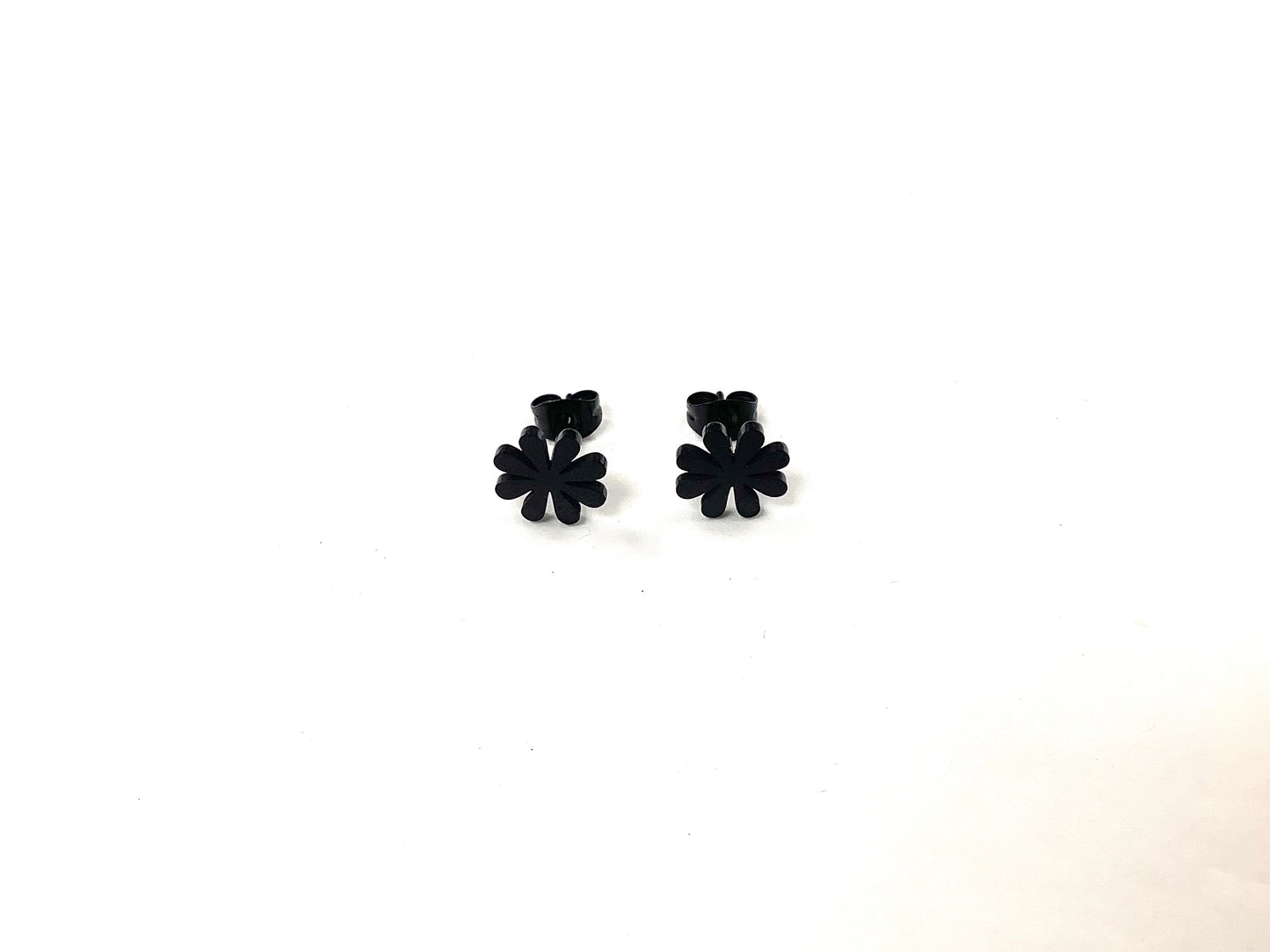 Boucles d’oreilles Fleurs des champs noires - Rouge Inox