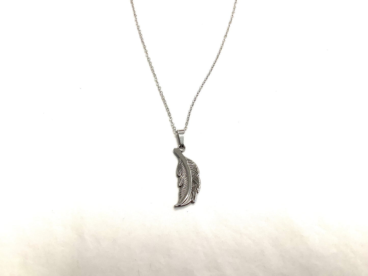 Collier Plume argent - Rouge Inox