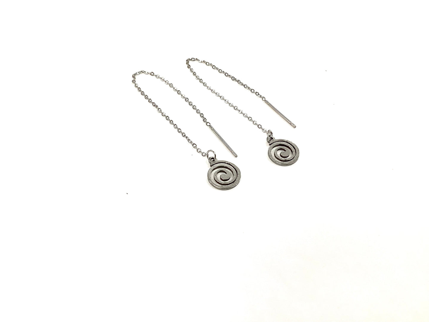 Spiral Drop Earrings - Red Stainless Steel