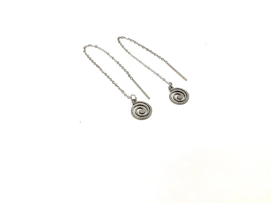 Spiral Drop Earrings - Red Stainless Steel
