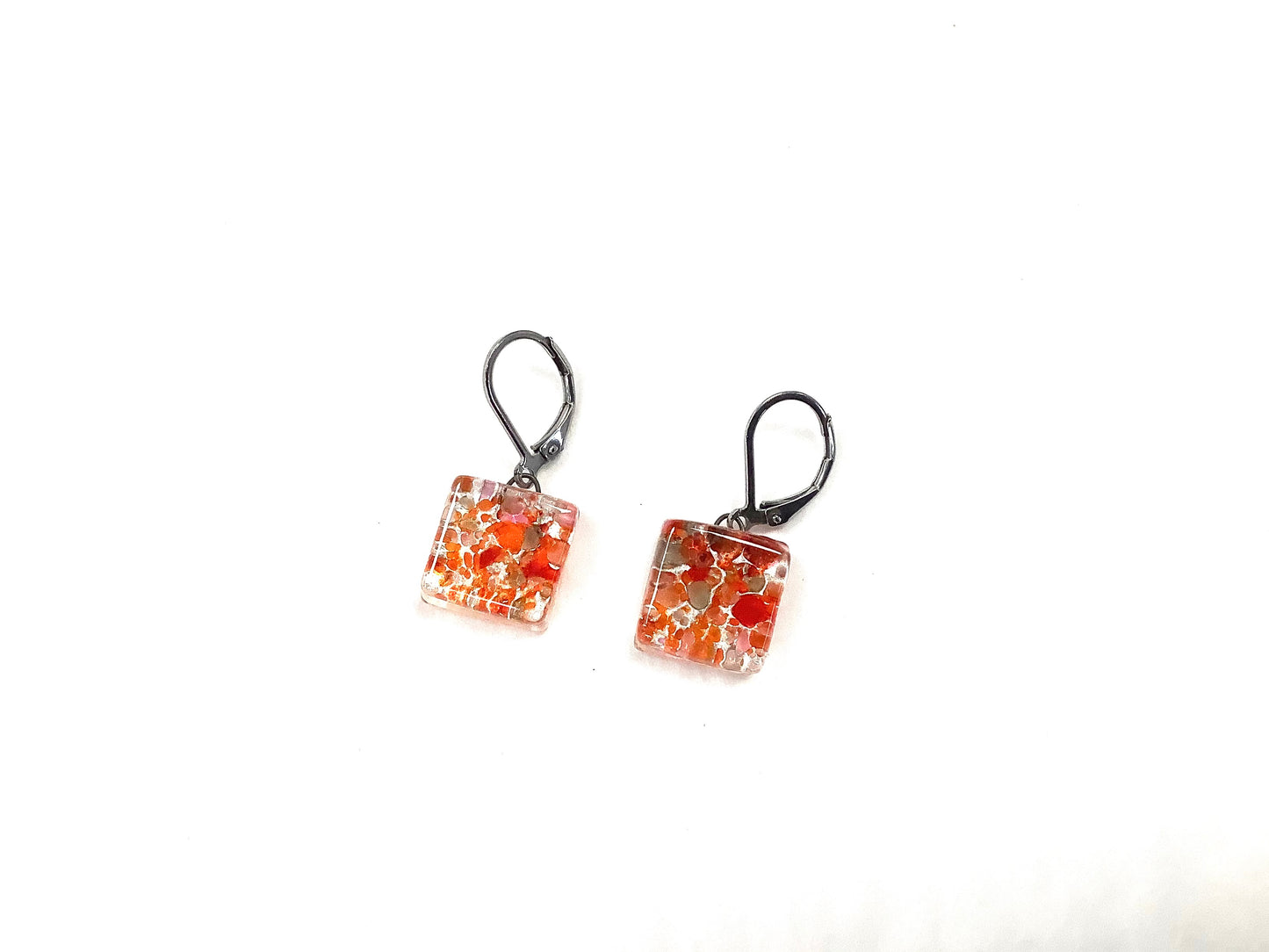 Boucles d'oreille Carré motifs - Créart (plusieurs couleurs disponibles)