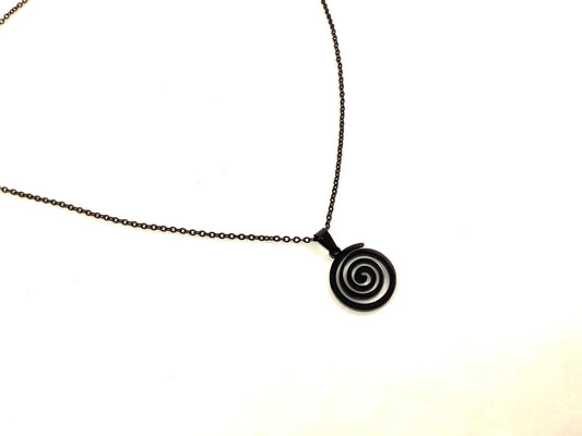 Collier Spirale - Noir - Rouge Inox