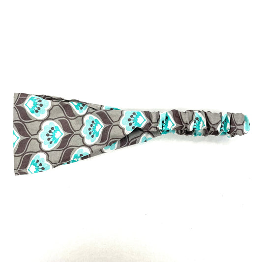Bandeau Gris Fleurs Turquoise - Rouge Canapé