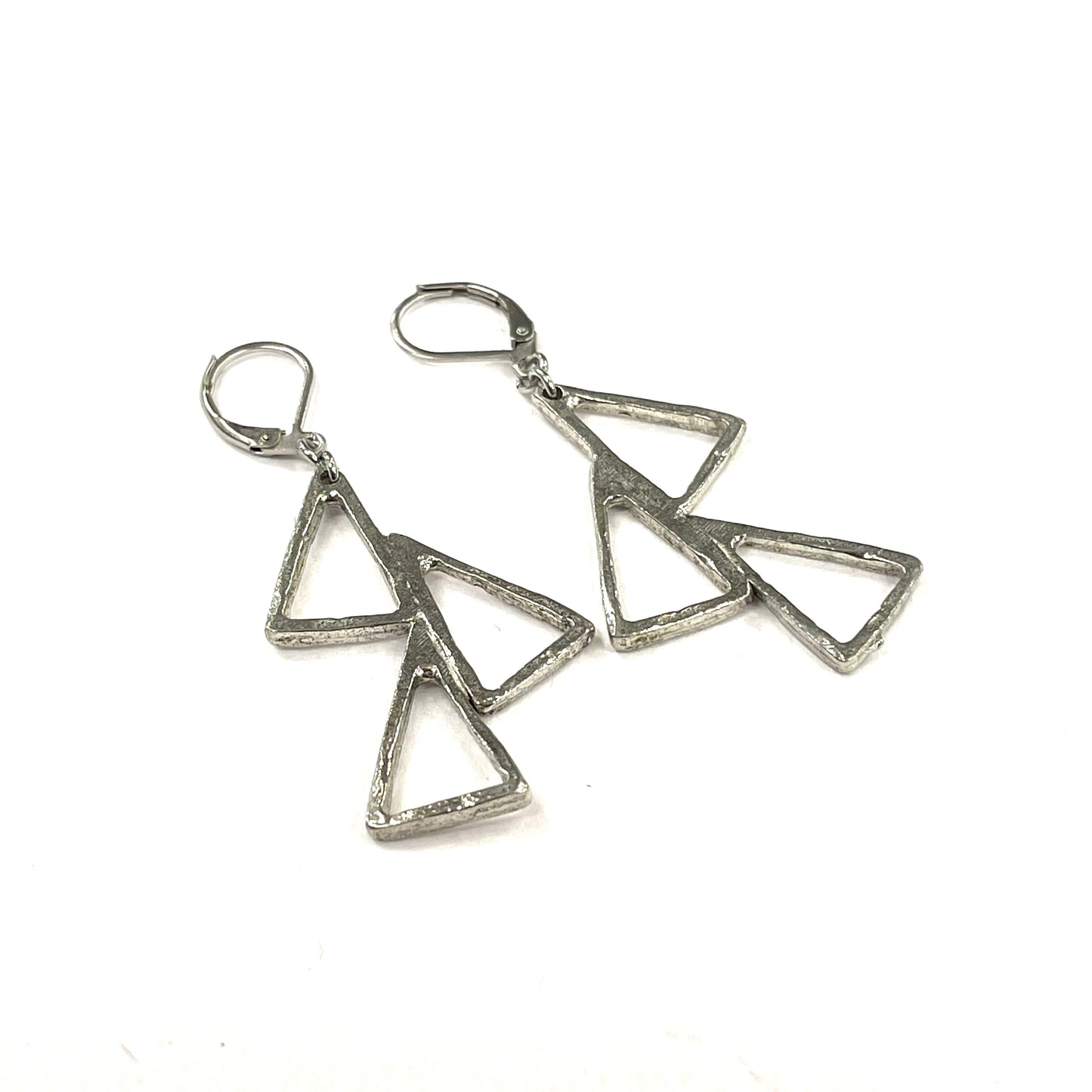 Suspendues à l'oreille Triangles Triple 38mm - Rouge Bijoux