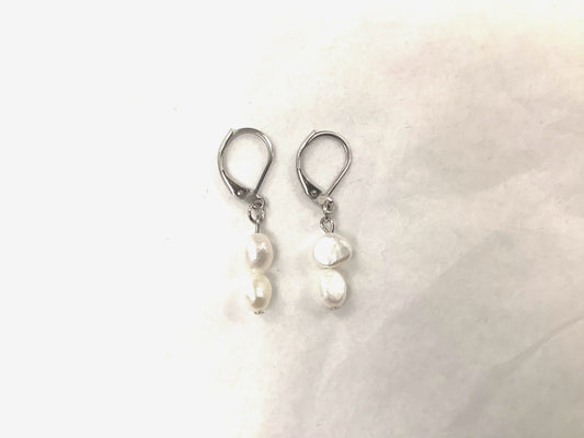 Boucles d'oreilles Double Perle Blanc - Rouge Bijoux