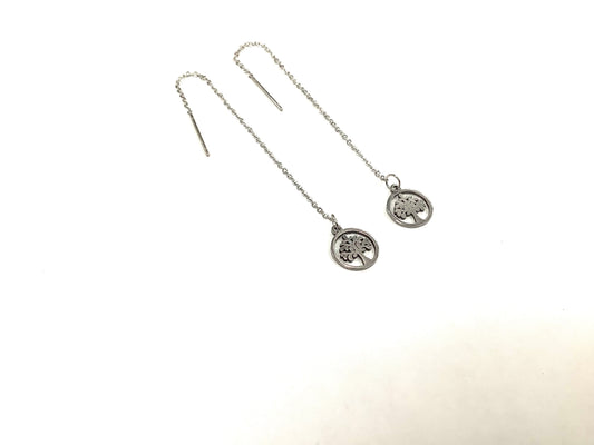 Boucles d'oreilles pendantes Arbre de vie - Argent - Rouge Inox