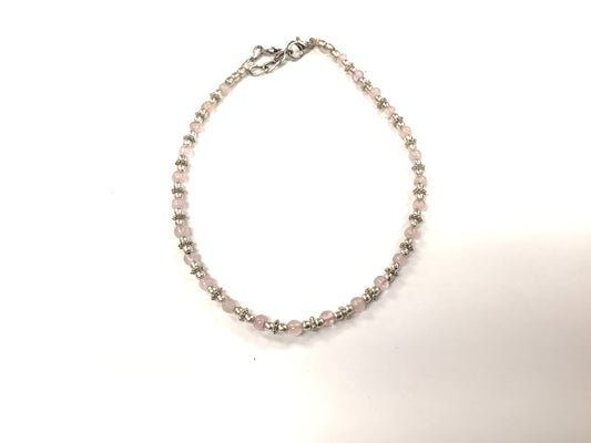 Bracelet de cheville RI51 - Quartz rose - Rouge Import