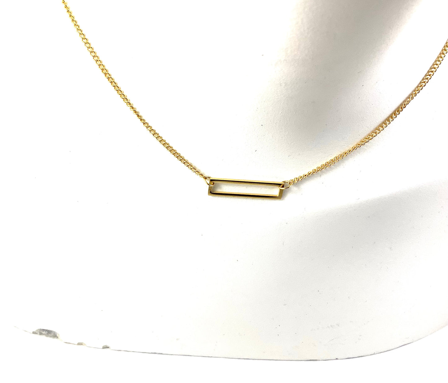 Collier Rectangle Or - Rouge Inox