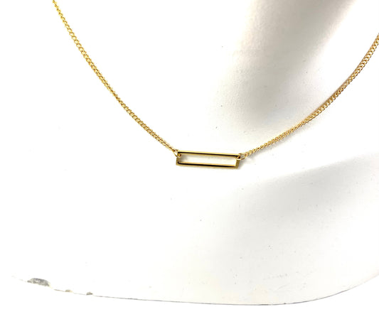 Collier Rectangle Or - Rouge Inox