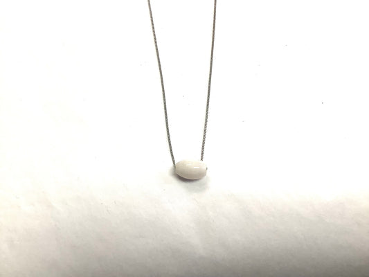 Collier Pierre blanche - Rouge Inox