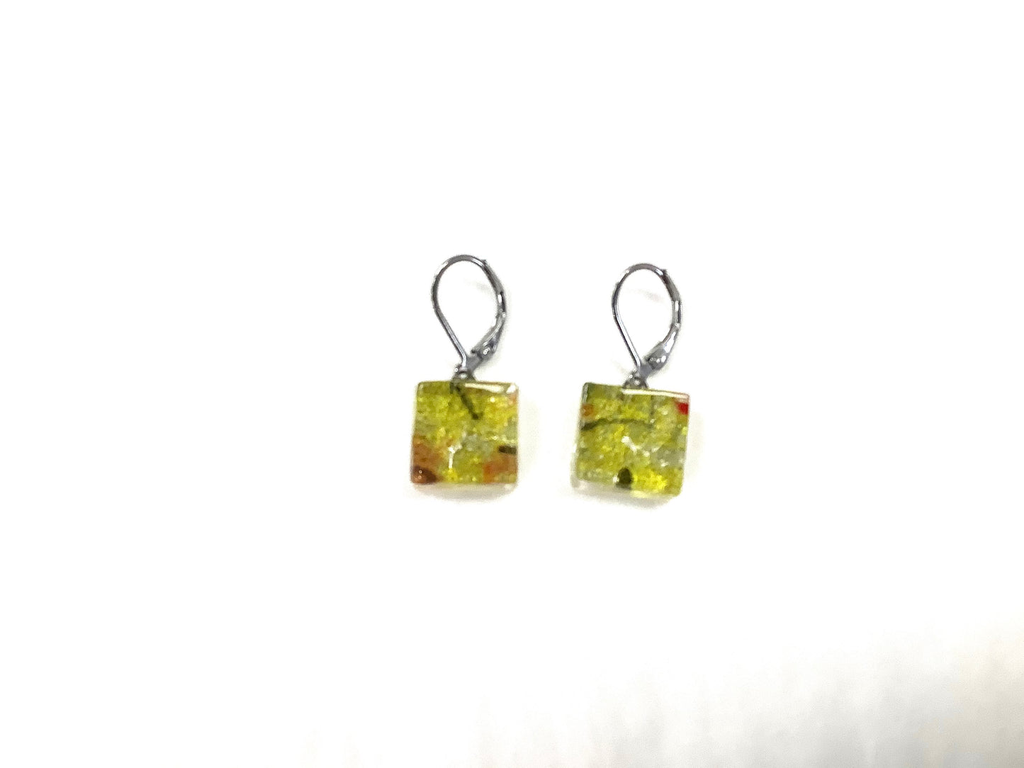 Boucles d'oreille Carré motifs - Créart (plusieurs couleurs disponibles)