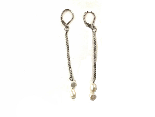 Boucles d'oreilles Perles Suspendues Blanc - Rouge Bijoux